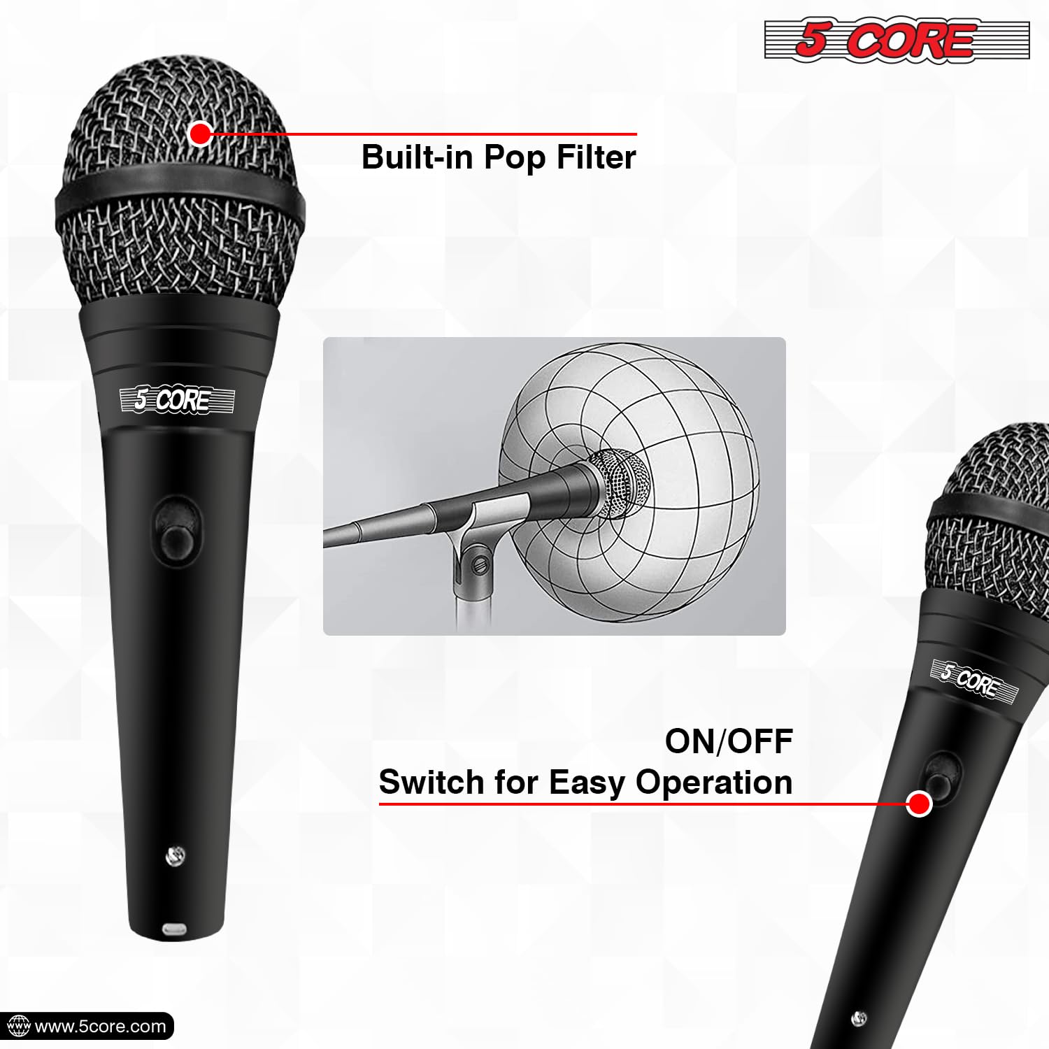 Amazon.com: 5 CORE Professional Dynamic Vocal Microphone Neodymium
